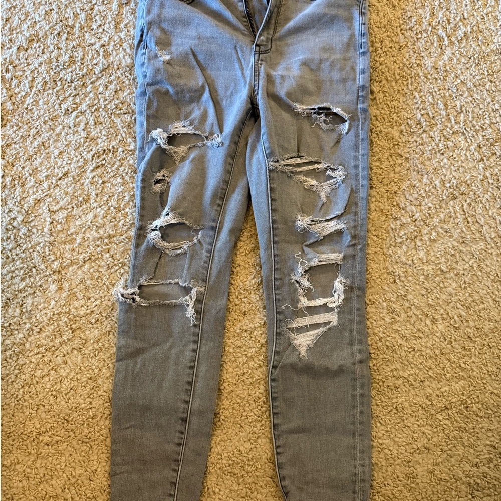 American Eagle Outfitters Ripped Gray Skinny Jeans